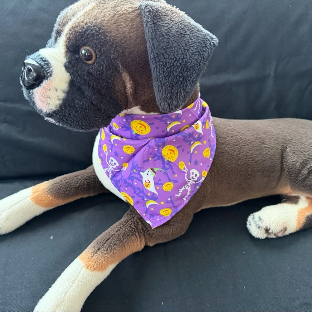 New Pumpkin, Ghost, and Skeleton Design Dog Bandanna